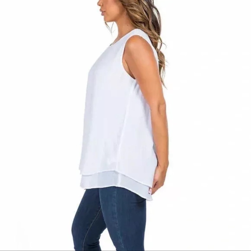 Cristina B Sleeveless Tunic Top Relaxed Fit Pull On White Womens Size XL - Picture 2 of 12